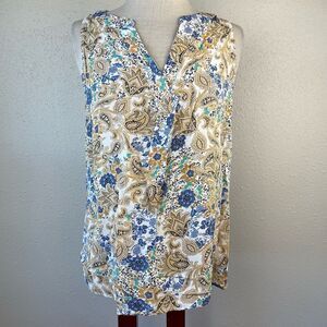 Rose & Rhyme Sleeveless V-Neck Top Size L EUC